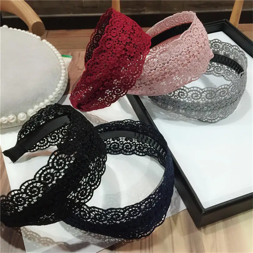 

Haimeikang Women Wide Hair Bands Headband Sexy Lace Hollow Elastic Hairband Boutique Hair Hoops Tiara Hair Accessories