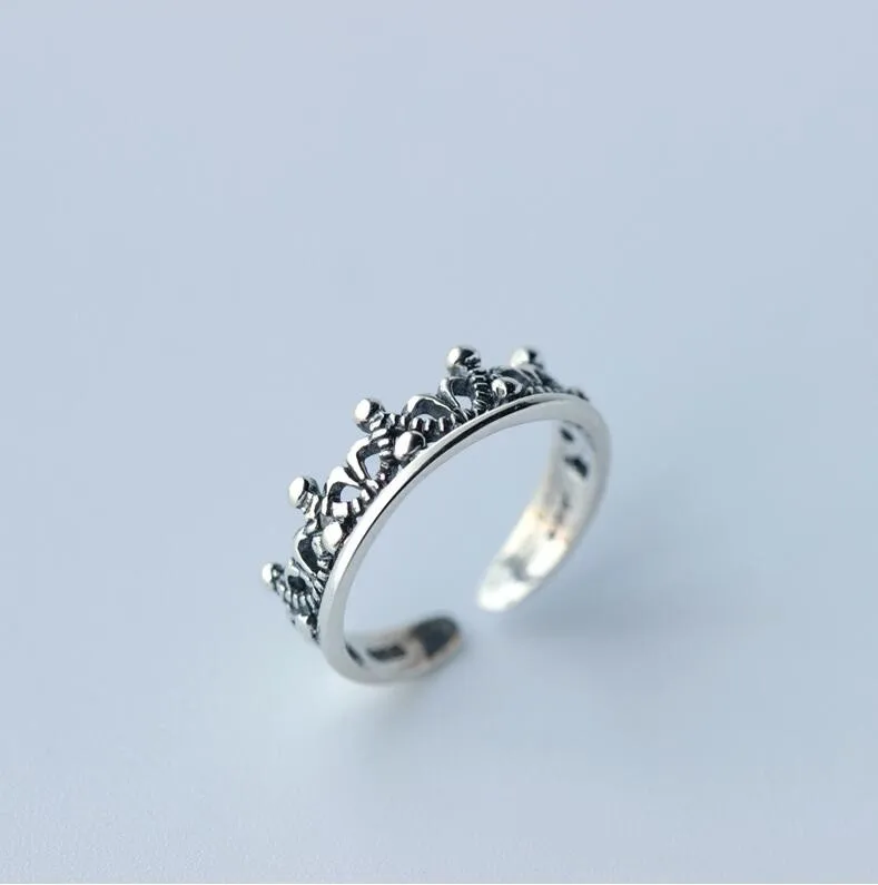 

Hfarich Thai Silver Color Crown Rings Jewelry Adjustable Christmas Party Gift dropshipping SYJZ015 New Year gift