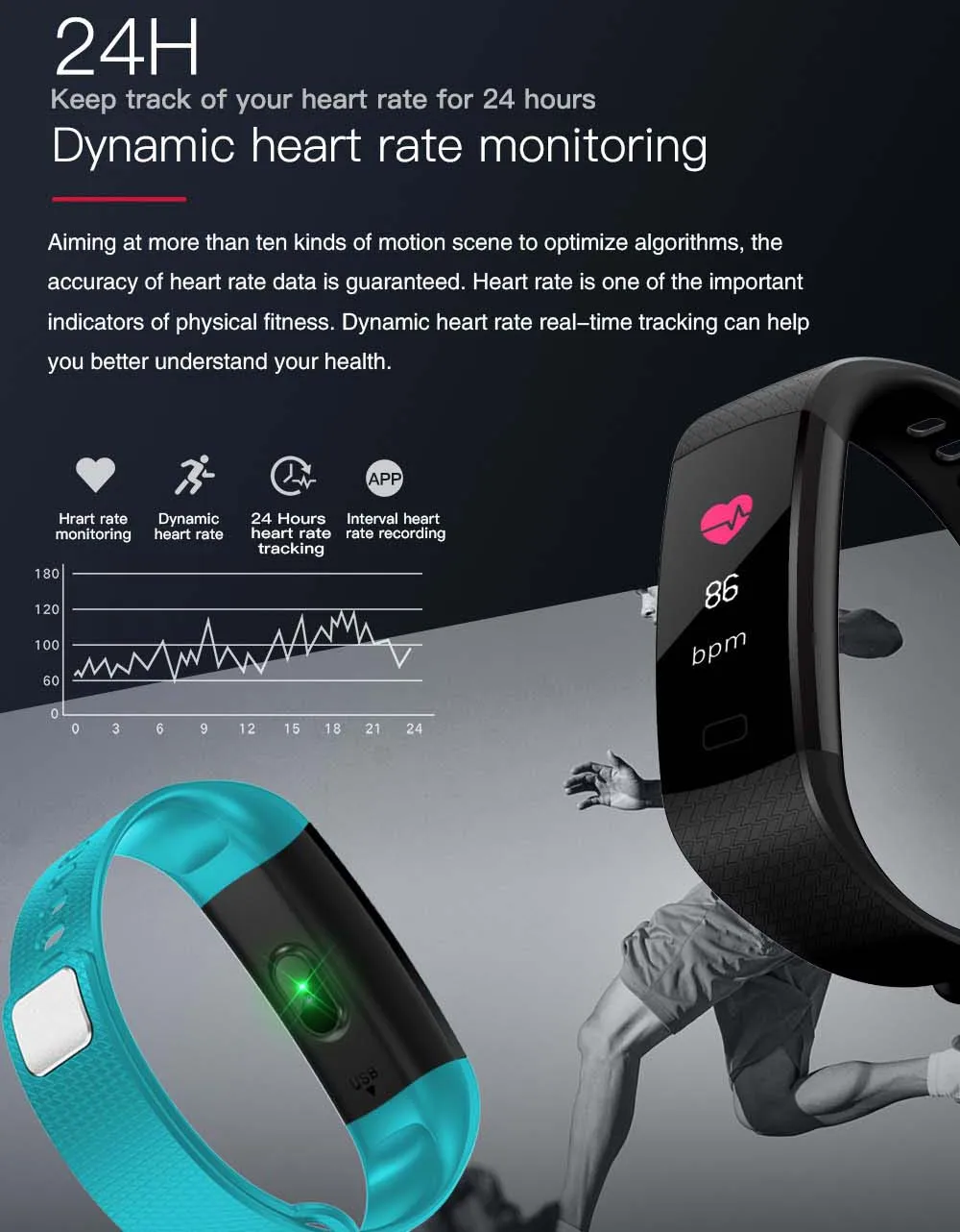 K7 Color Screen Smart Wristband Sports Bracelet Heart Rate Blood Pressure Monitor Fitness Tracker for Samsung Galaxy A9 A8 A7 A5