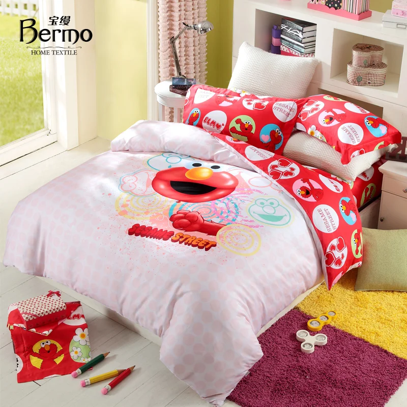 Elmo Full Size Bed Sheets Tyres2c Home Textile Bedding Sesame Street Child 100 Cotton Four Piece Set