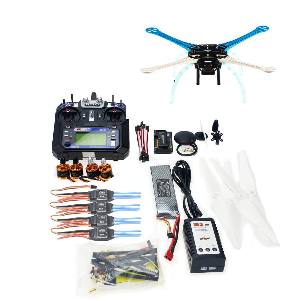 

500mm Multi-Rotor Air Frame Full Kit S500-PCB DIY GPS Drone APM2.8 Flysky 2.4G FS-i6 Transmitter Motor ESC F08191-F