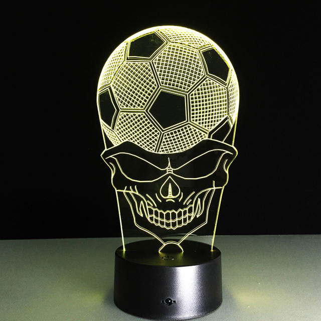 7 COLORS CHANGE 3D FOOTBALL SKULL LED LAMP