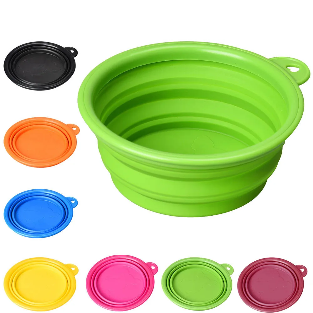 Portable Travel Collapsible Silicone Pets Bowl Food Water Feeding BPA Free Foldable Cup Dish for Dogs Cats L*5