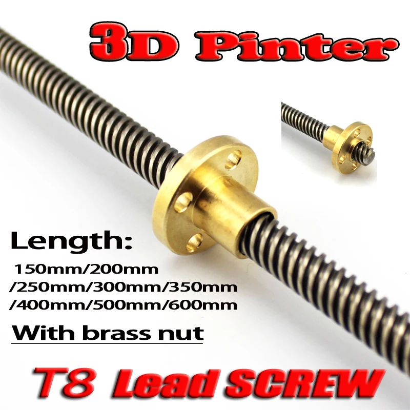 Best price ! T8 Lead Screw Rod OD 8mm Pitch 2mm Lead 2mm Length 200mm
