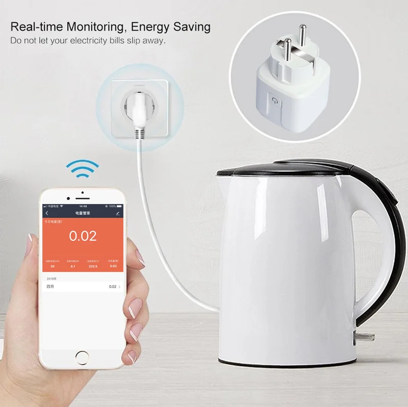 KMAX ЕС smart plug WiFi беспроводной удалить управление 16A розетка включение и выключение с приложением Alexa google home