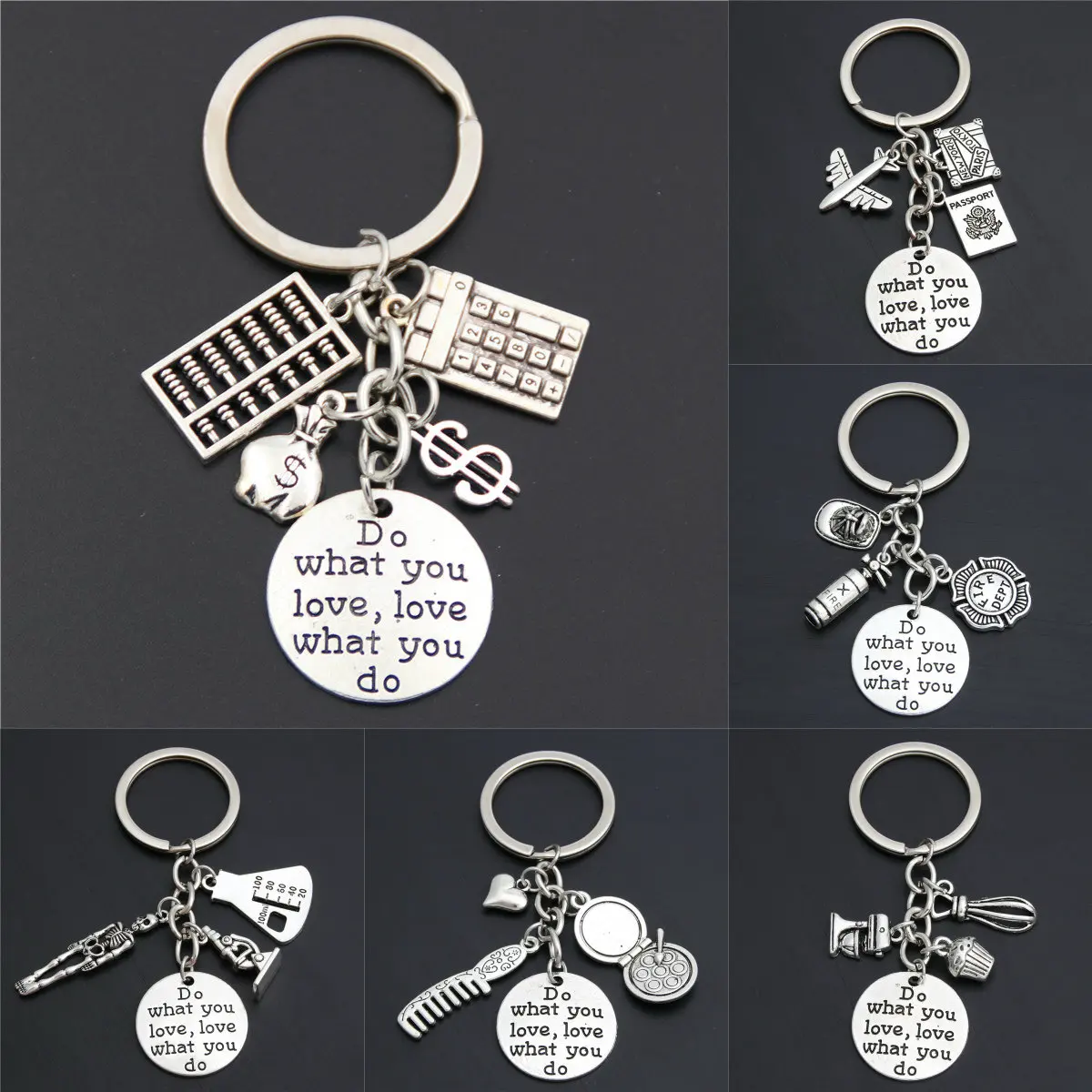 

1pc Cook Traveler Firemen Baker Keychain-Inspirational Career Job Gift- Do What You Love Love What You Do Keyring
