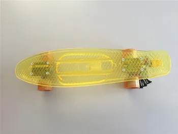

6"x22.5" Transparent Yellow Banana Skateboard Mini Cruiser Skateboard Plastic Longboard Skate Board with Plastic Wheels