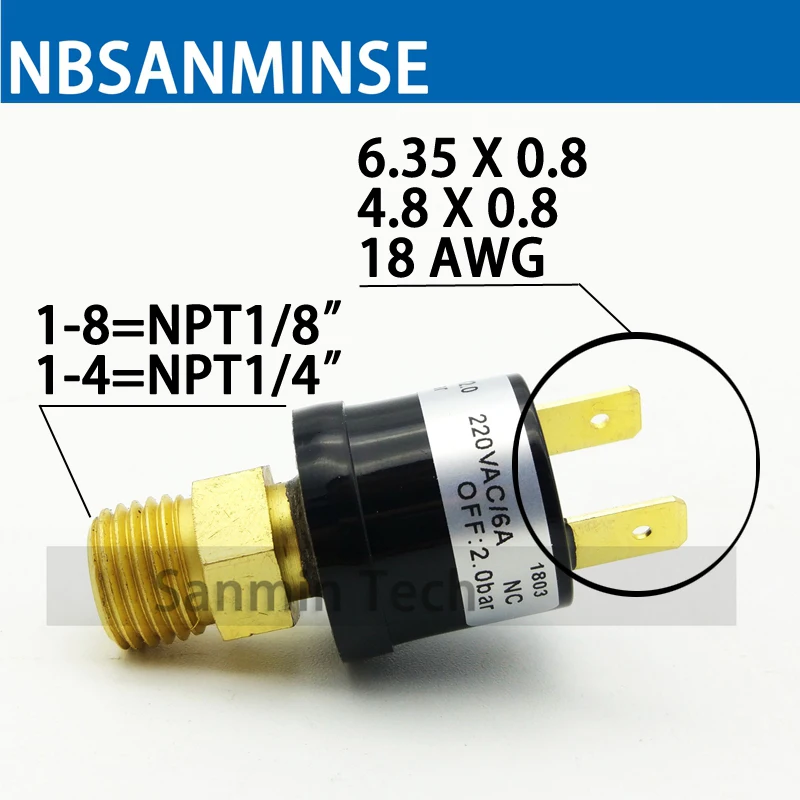 NBSANMINSE SMF08 маленький многоцелевой переключатель давления фиксированная установочная точка автоматический сброс Заводские Калиброванные переключатели давления