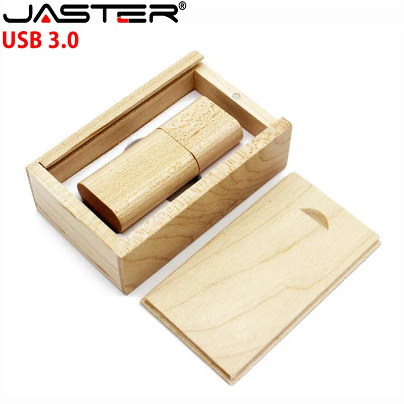 

JASTER USB 3.0 (10 PCS free LOGO) Wooden maple usb with box usb flash drive Memory stick pen drive pendrive 8GB 16GB 32GB gift