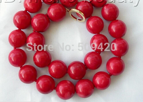 

Wholesale>>>Amazing WOW big 16MM ROUND natural RED CORAL BEADS necklace #@
