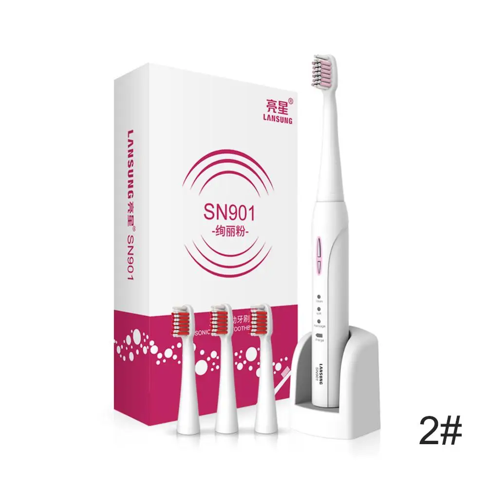 LANSUNG 901 электрическая ультразвуковая зубная щетка электрическая гигиеническая зубная щетка звуковая зубная щетка электрическая зубная щетка уход за зубами - Цвет: Pink