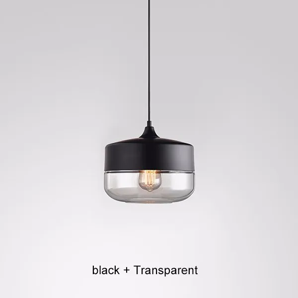 Стекло современный открытый подвесные светильники для обеденная Ресторан Бар черный, белый цвет подвесной светильник кухня светильни - Цвет корпуса: black Transparent D