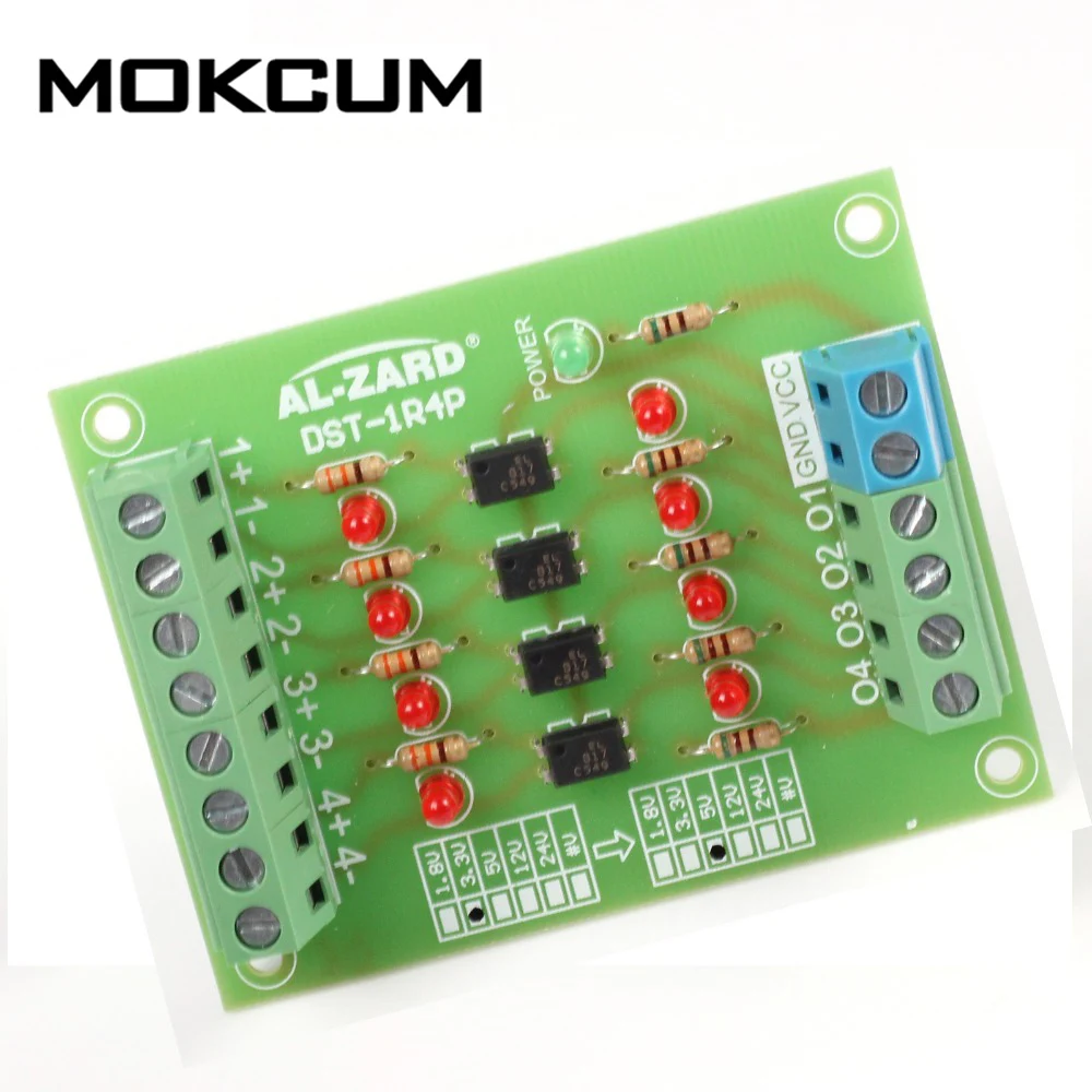 

3.3V to 24V 4 Bit Optocoupler Isolator PLC Signal Level Voltage Converter Board Module