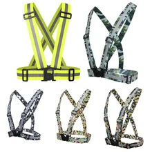 Регулируемая безопасность безопасности высокая видимость Мотоцикл Велоспорт светоотражающий жилет пояс ночной бег светоотражающие полосы куртка