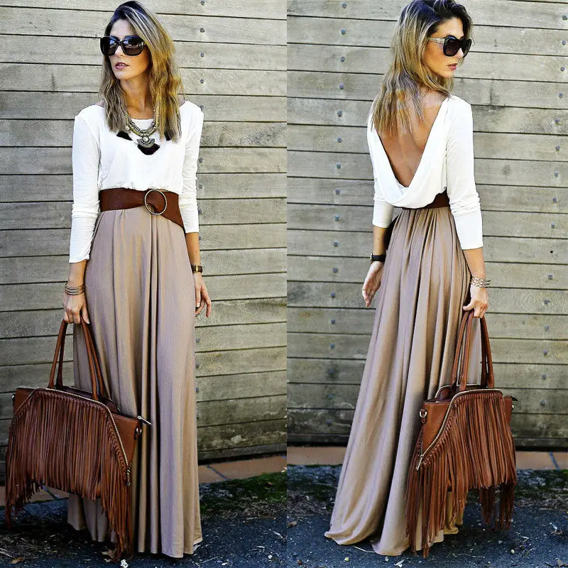 

Party Dress Women Clothes Women Lady Sexy Summer Dresses Boho Maxi Long Sleeve Brief Cocktail