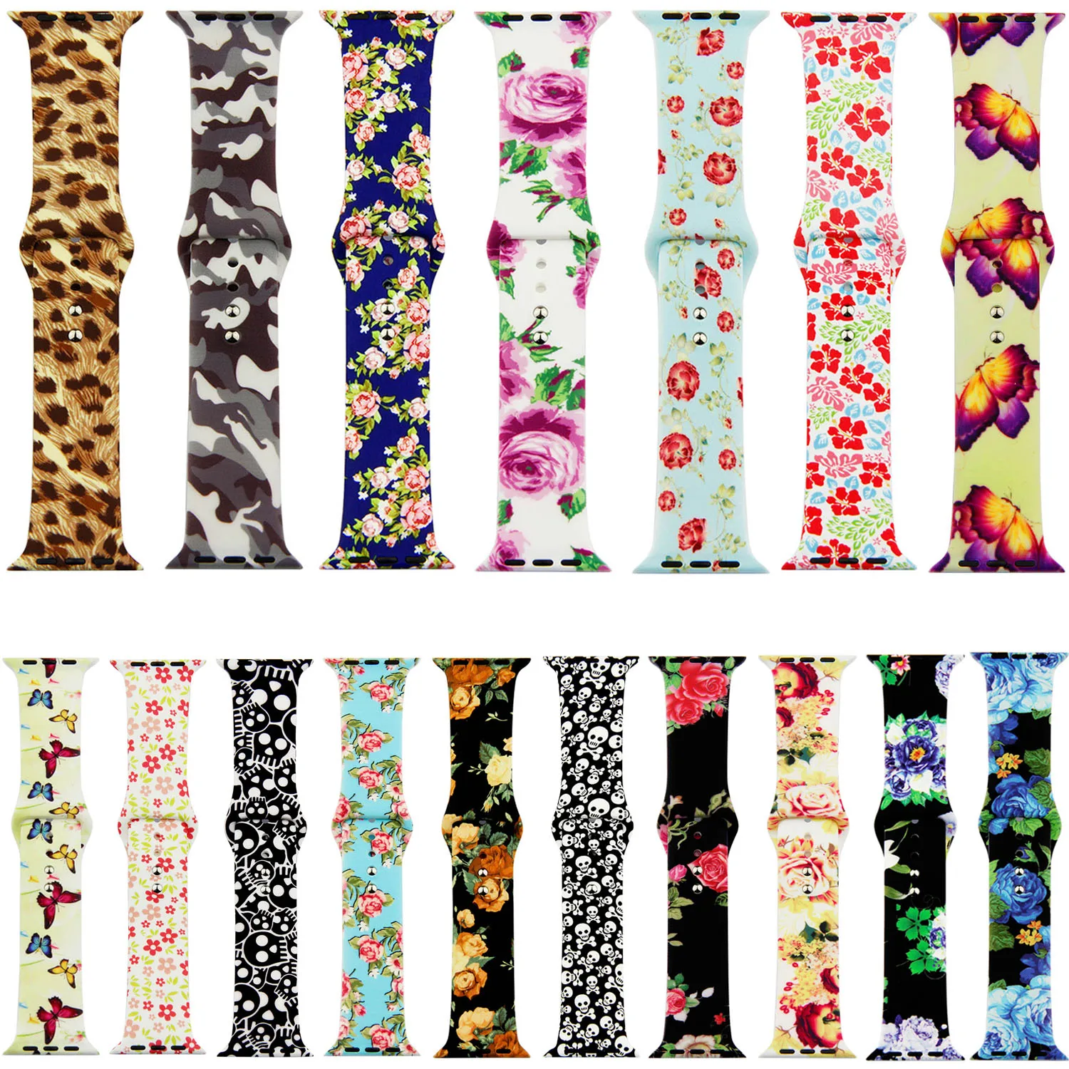 

Floral Soft Silicone Sports Replacement Band for Apple Watch 44MM 42MM 40MM 38MM Bracelet for iWatch Series 1/2/3/4 Wrist Strap