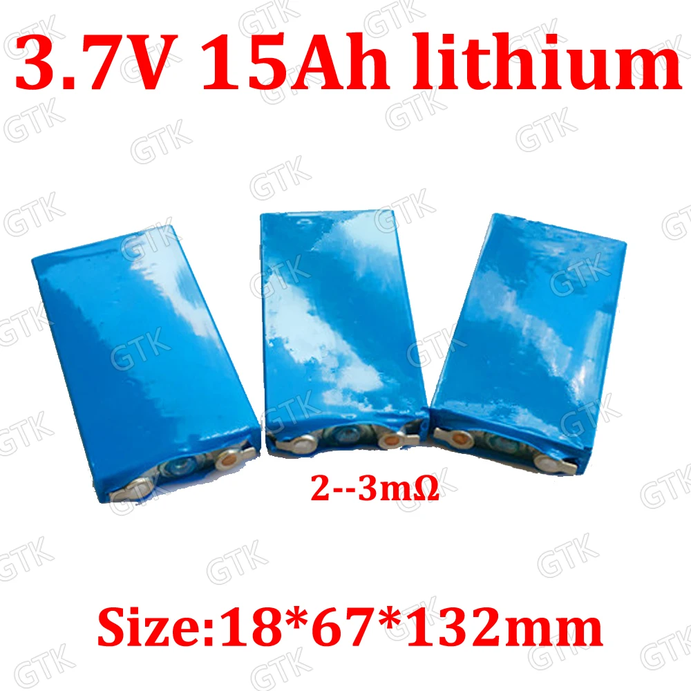 

GTK 3pcs 3.7v 15ah li-polymer 3C 45A discharge 3.7v lithium ion battery for diy 12v 24v 48v 30ah ebike go cart inverter scooter