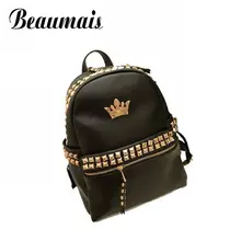 2017 neue ankunft Mode schultaschen Hot Adrette Rucksack frauen Rivet Crown Studenten rucksack pu-leder lady taschen BP1304