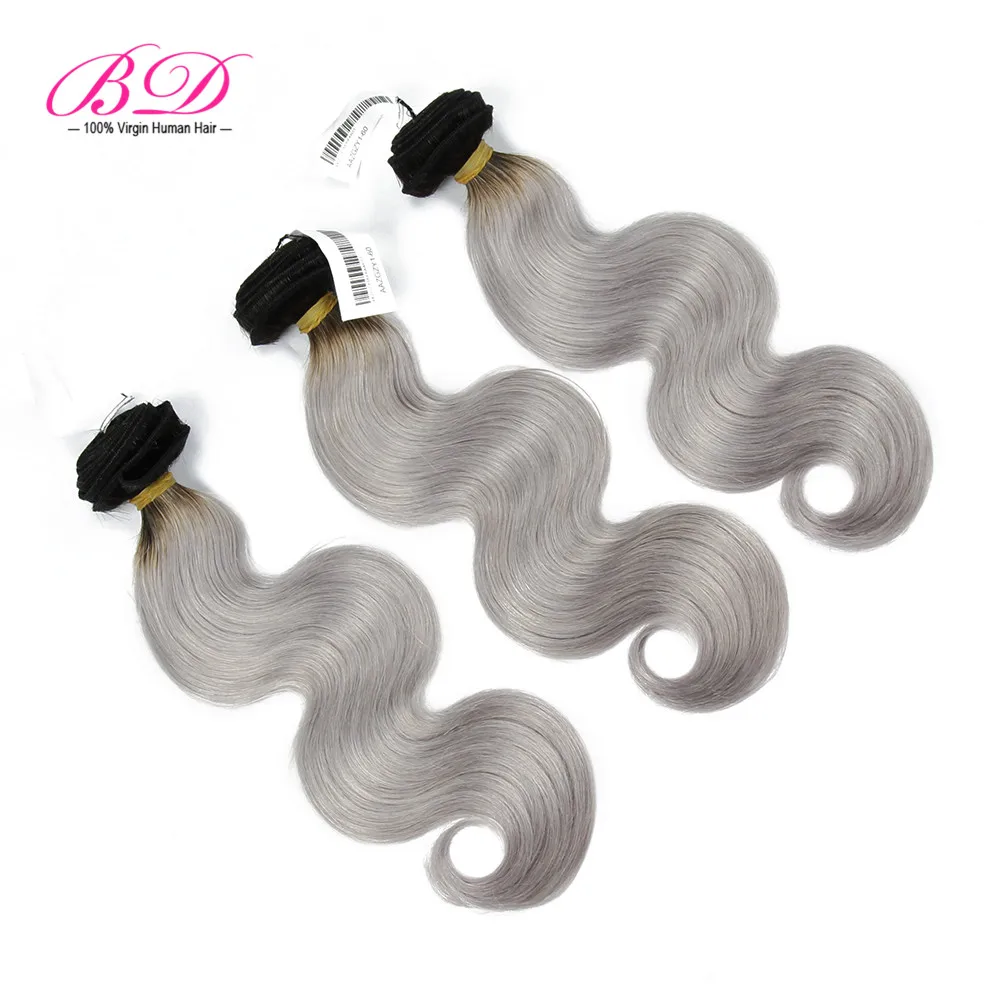 

8A 1B/Grey Ombre Hair Brazilian Body Wave Ombre Brazilian Human Hair Weave 3 Bundles Grey Body Wave Hair Extensions