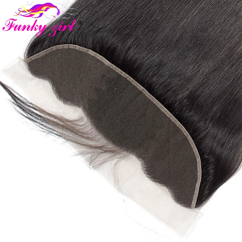 Funky Girl 13x4 Ear To Ear Lace Frontal Closure Bleached Knots With Baby Hair Brazilian Straight Closure Remy Human Hair