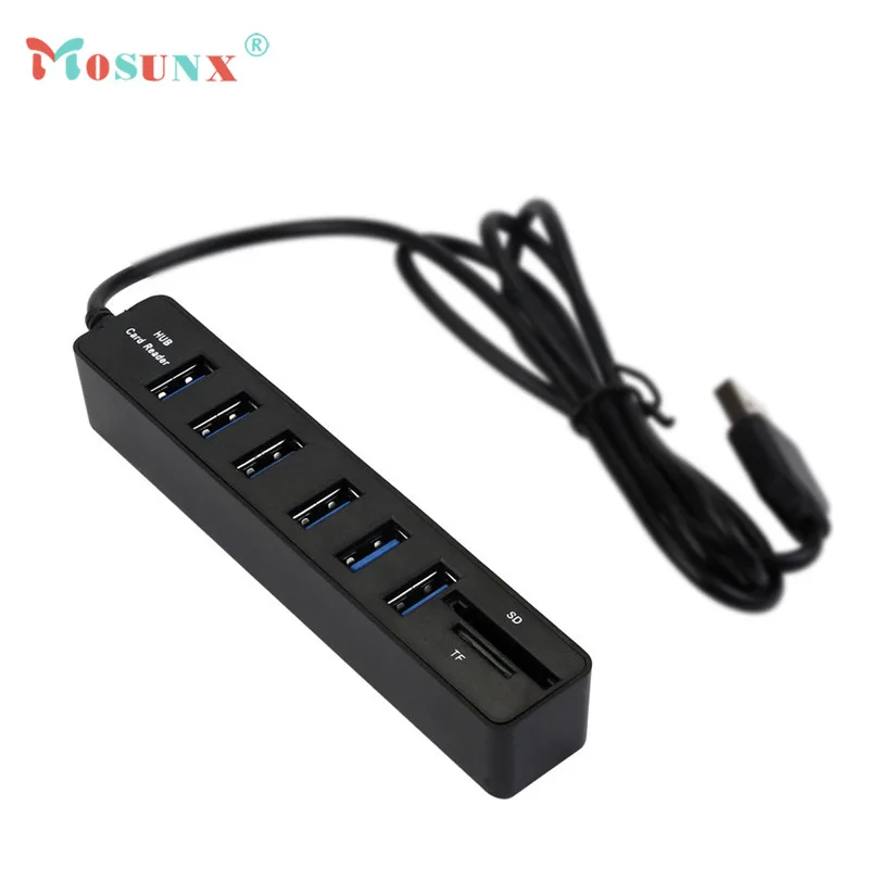 Устройство для чтения карт Mosunx 1 м 2 в USB 0 + супер скорость 6 портов разветвитель