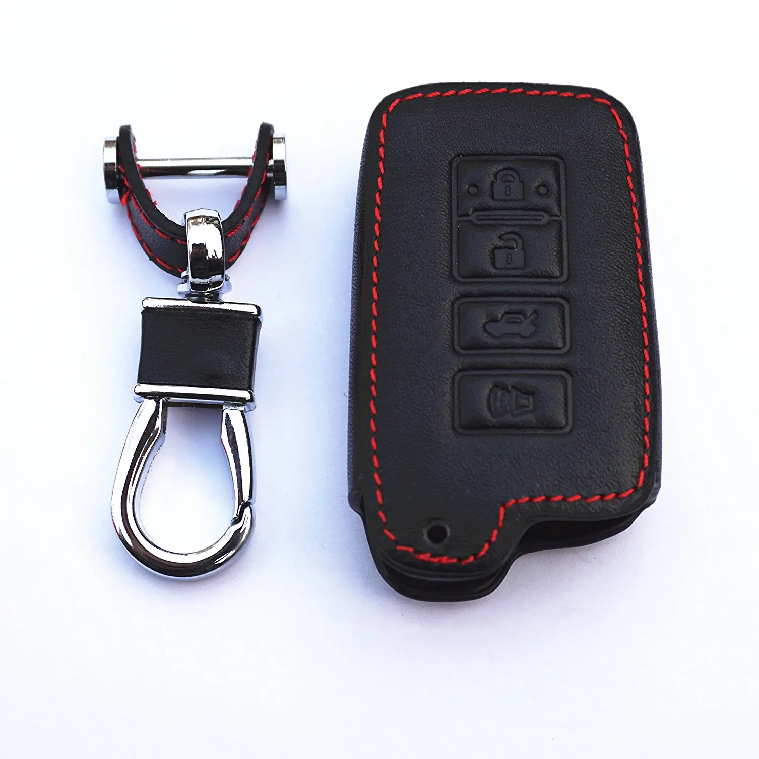 

WFMJ Genuine Leather 4 Buttons Remote Smart Key Chain Holder Cover Case Fob For Toyota Avalon Camry Corolla Highlander