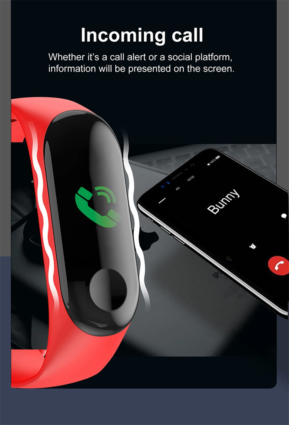 M3 Smart Health Pedometer/Heart Rate/Blood pressure/Sleep monitor Bracelet -Red