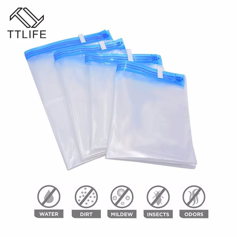 

TTLIFE Hand Rolling Compression Vacuum Bag Clear Border Foldable Compressed Home Clothes Plastic Storage Bag Organizer Seal Bags