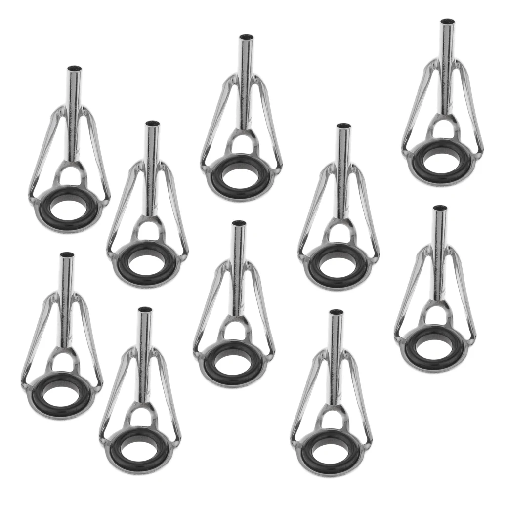 10Pcs Fishing Rod Guide Top Stainless Steel Ceramic Guides Tip Set Building Repair Kit DIY Eye Line Ring Fishing Rod Accessoris