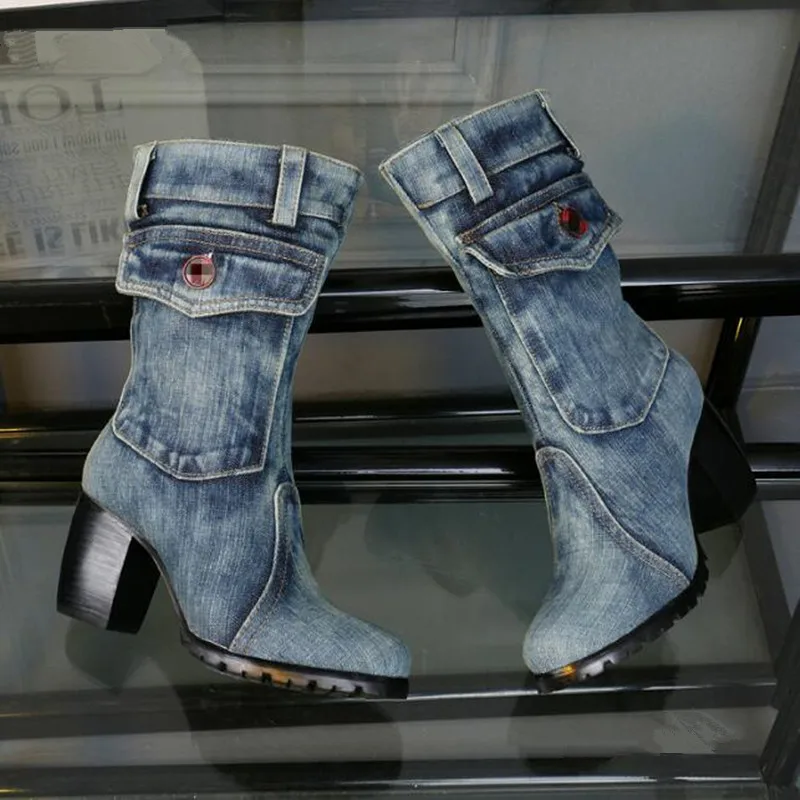jean heels boots
