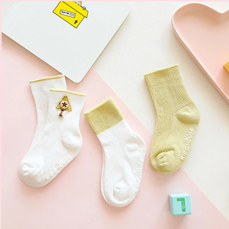 Joyo Roy/3 пара/лот, осенне-зимние мягкие детские носки с двойными иглами, Нескользящие хлопковые носки для новорожденных 0-1-3 лет