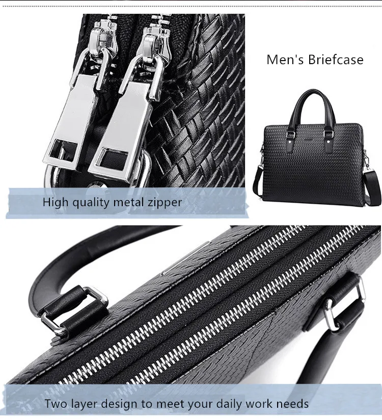 Новые роскошные тканым узором коровьей мужской коммерческий Портфели/натуральная кожа мода Для мужчин сумка/Повседневное Для Мужчин's