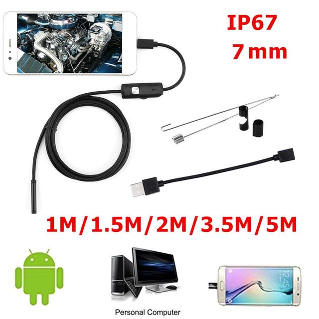 5.5mm 7mm Endoscope Camera 1M/1.5M/2M/3.5M/5M IP67 Waterproof Inspection Borescope Camera For Android 6 LEDs Adjustable