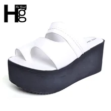 HEE GRAND Mode Schwarz Weiß frauen Flip-Flops Peep Toe ausschnitte Slip-on Plattform Hausschuhe für weibliche XWT696