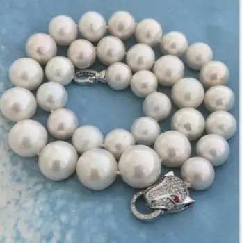 

gorgeous 12-15mm south sea round white pearl necklace 18inch