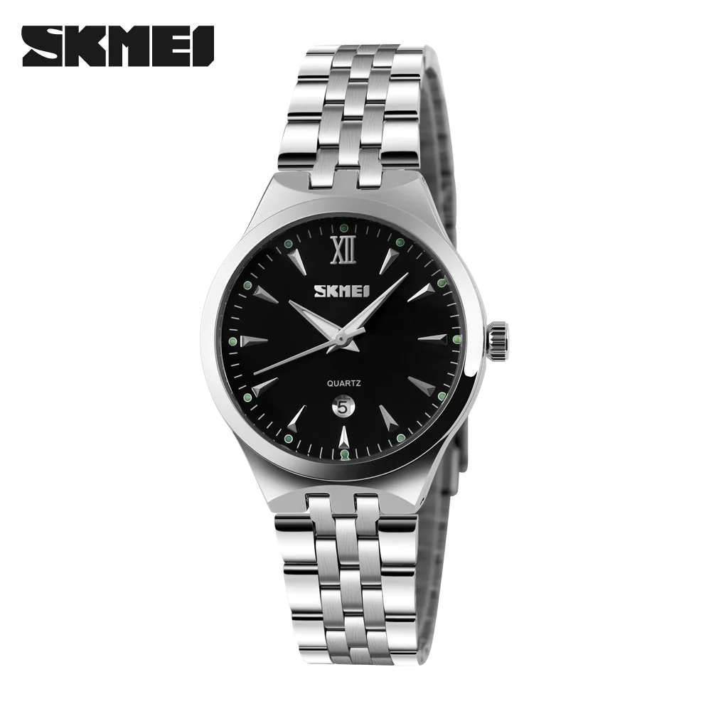 SKMEI кварцевые часы для женщин модные повседневные часы Relogio Feminino Montre Femme Reloj Mujer полностью стальные водонепроницаемые наручные часы - Цвет: women black