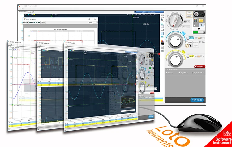 2 CH USB PC Virtual Digital Oscilloscope 20M Bandwidth 50 MSa/s Samplinmg Rate Support Android Phon