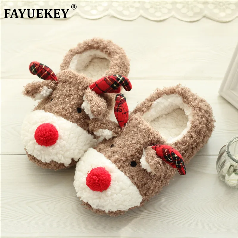FAY WATERS Womens House Slippers Children Anime Cartoon Bear Lovers Warm Winter Plush Home Floor Shoes