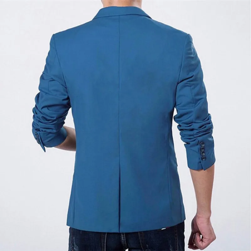 New Blazer Men Korean Slim Fit Fashion Cotton Blazers Suits Jacket Black Blue Plus Size M To 3XL Male Blazers Mens Coat Wedding
