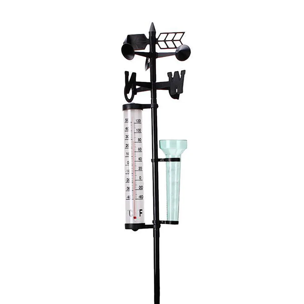 

3 In 1 Weather Station Vane Outdoor PVC Thermometers Garden Yard Meteorological Measurer Practical Wind Indicator Rain Gauge