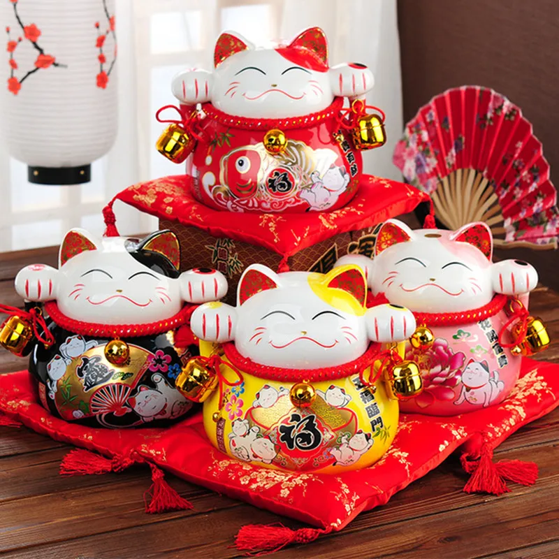 Free shipping New Arrival Ceramic Japanese Lucky Cat Piggy Bank Crafts
