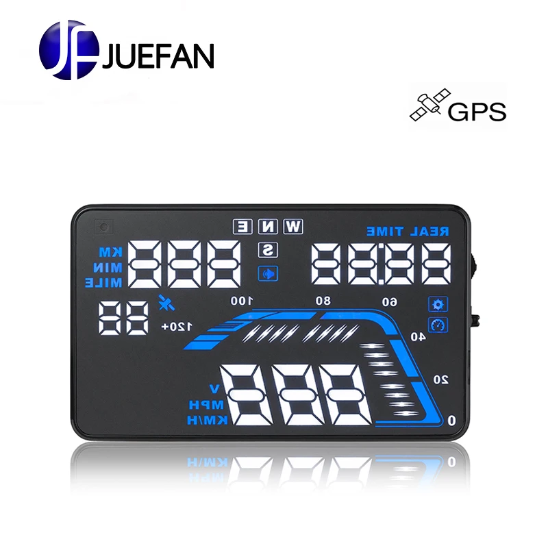 

JUEFAN Q7 GPS HUD head up display car speed projector on the windshield gps speedometer Driving speed kilometers altitude