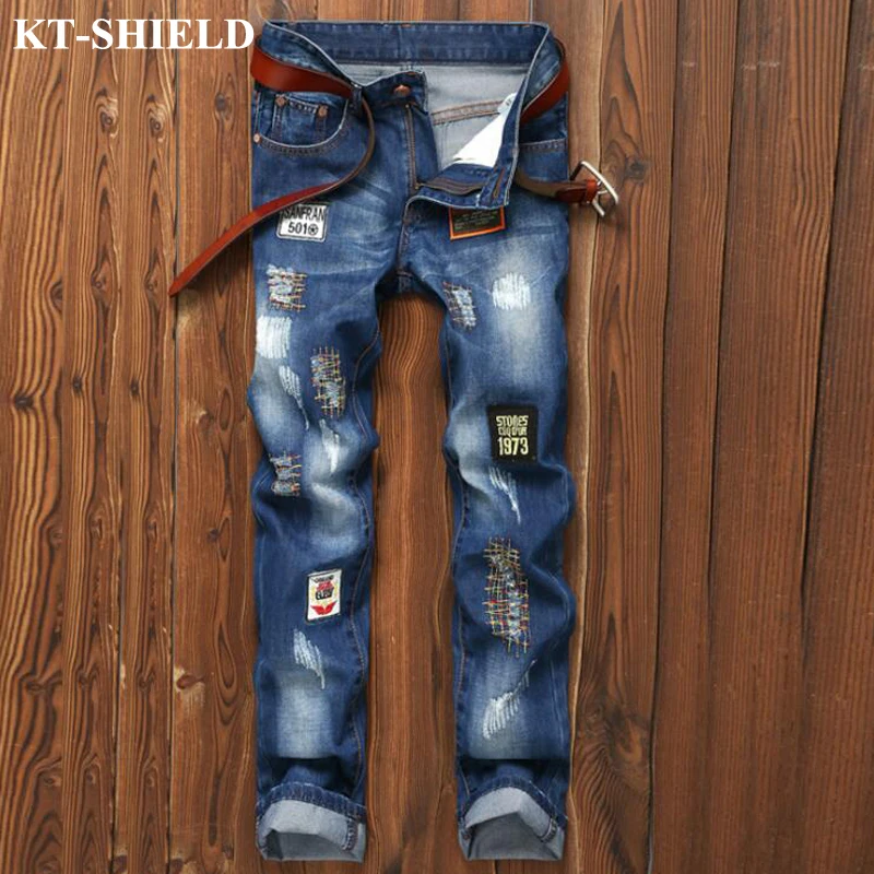 Jeans Man New Arrival Motorcycle Denim Casual Full Length Trousers Male Skinny Slim Fit Jean Pants