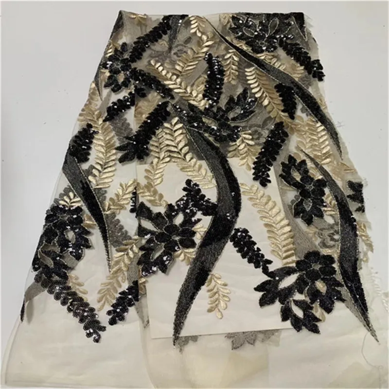 African Sequins Lace Fabric 2019 Embroidered Nigerian Laces Fabrics High Quality French Tulle For Women | Дом и сад