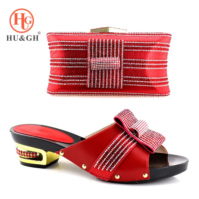 

2018 New Matching Italian Red Shoe and Bag Set African Matching Shoes and Bags Italian In Women Nigerian Shoes and Matching Bags