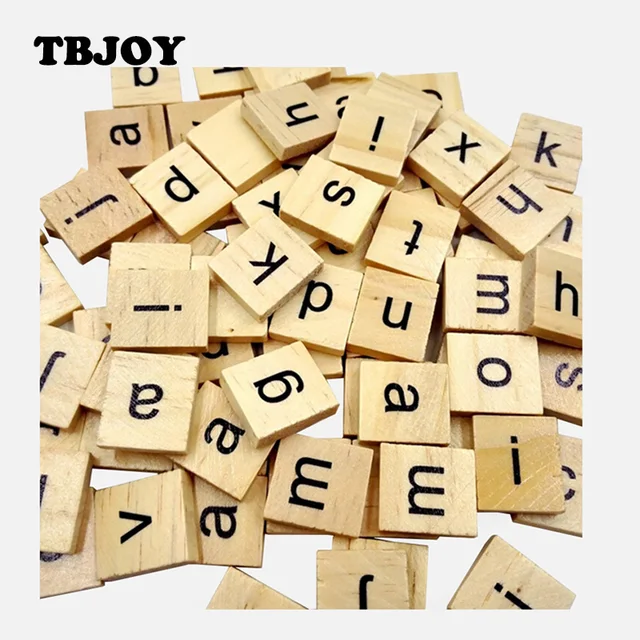 100pcs lot kids wooden alphabet letter crafts educational scrabble scrabble letter
