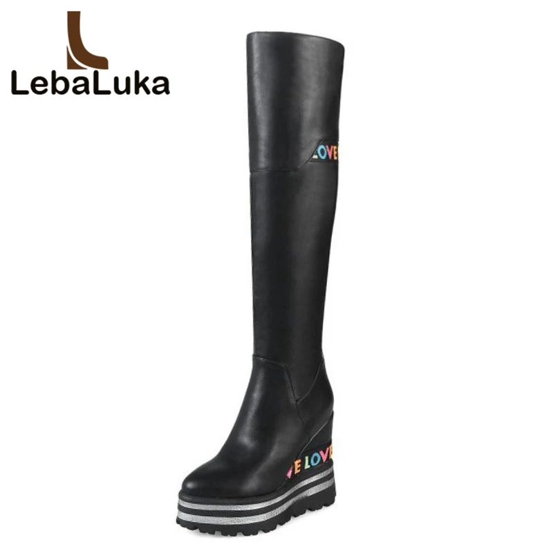 LebaLuka Woman High Wedges Heel Boots Thick Fur Warm Winter font b Women S b font