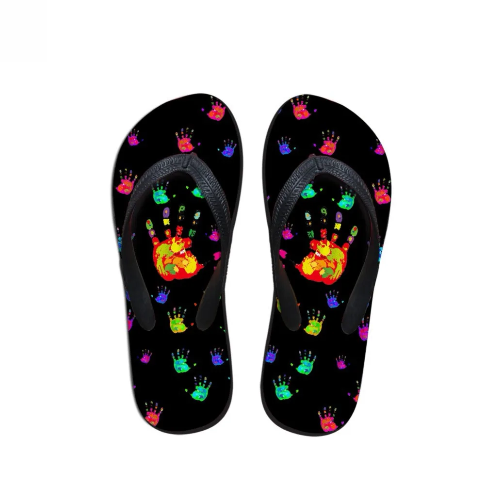 

Customized Flip Flops Black Women Summer Slippers Woman Hand-print Printing Female Girls Casual Brand Flats Flip Flops Zapatos
