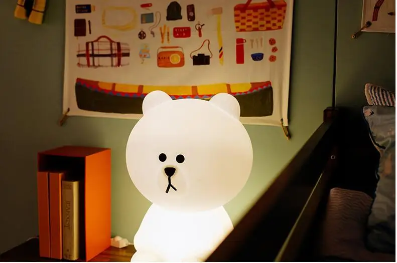Новинка 30 см коричневый Медведь ночник Cony Line friend ночник для маленьких детей Рождественский подарок затемняемый Светодиодный