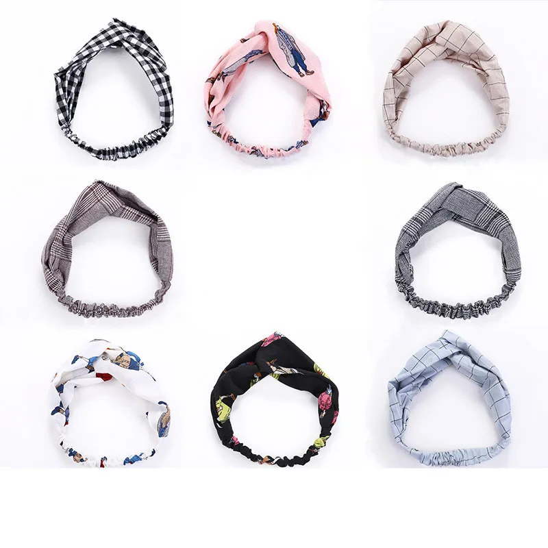 

2018 New Women Spring canvas Soft Solid Headbands Vintage Cross Knot Elastic Hairbands Bandanas Girl Hair Bands Hair Accessories